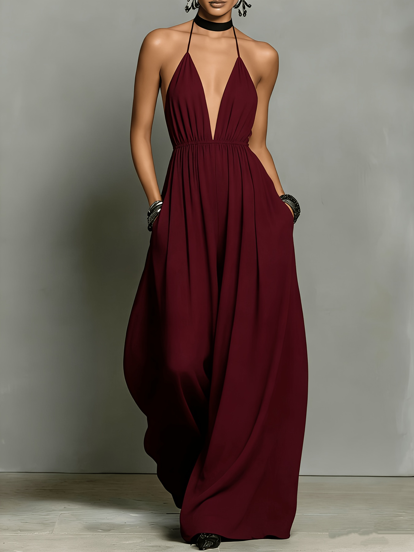 2026 Spring And Summer Loose Neck Wide Leg Jumpsuit