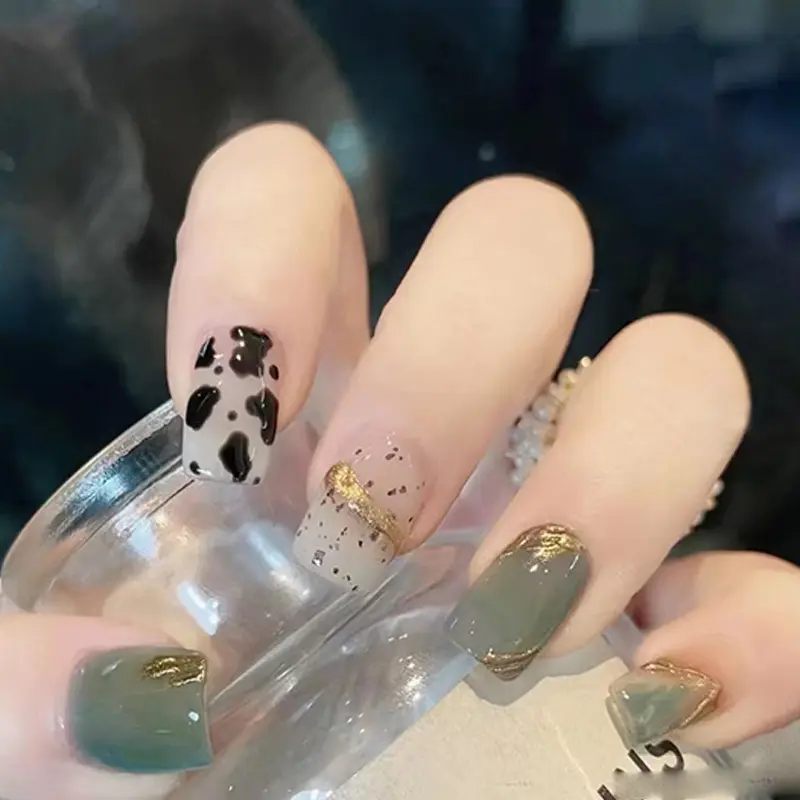 Green Ice Transparent Cows Pattern Removable Fake