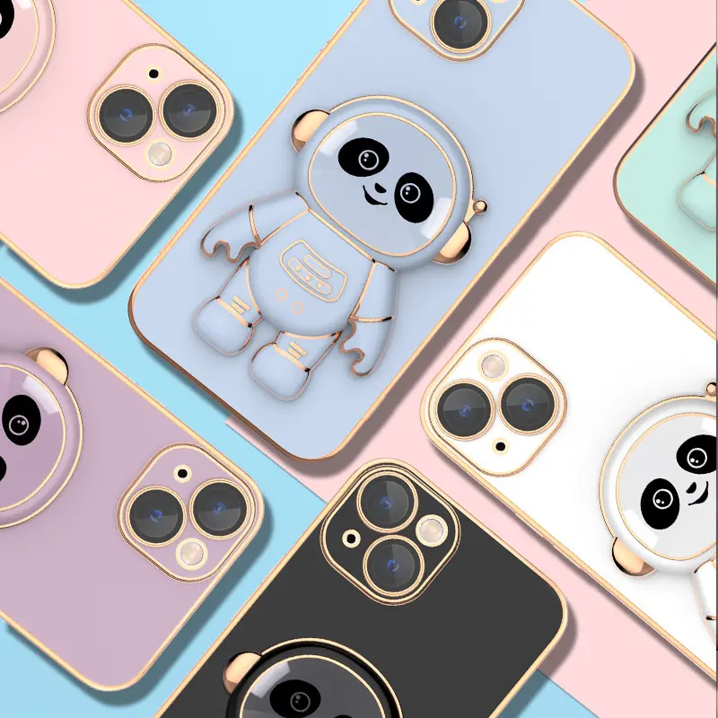 Phone Case Panda Electroplating Lens Film Astronaut