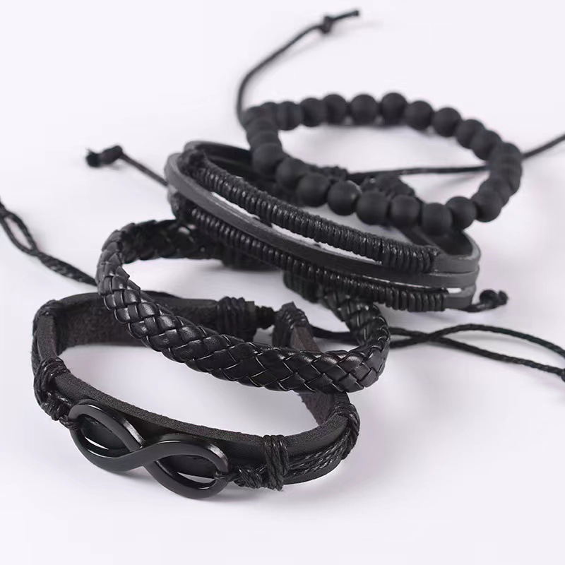 Title 4, Four-piece Clip Knitting Bracelet Leather