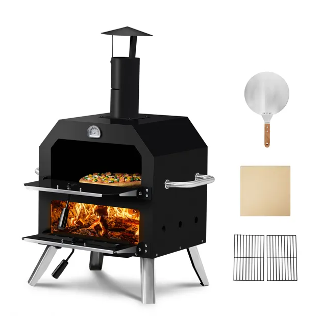 Wood Fired Outdoor Pizza Oven With 2 Layers & Pizza Stone