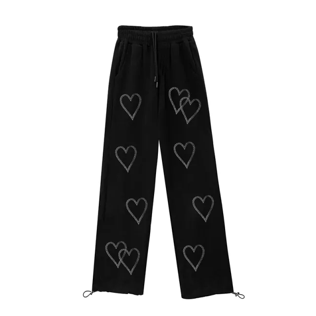 Women's Loose Summer Love High Waist Drawstring Sweatpants Black - Shop at LoveMi