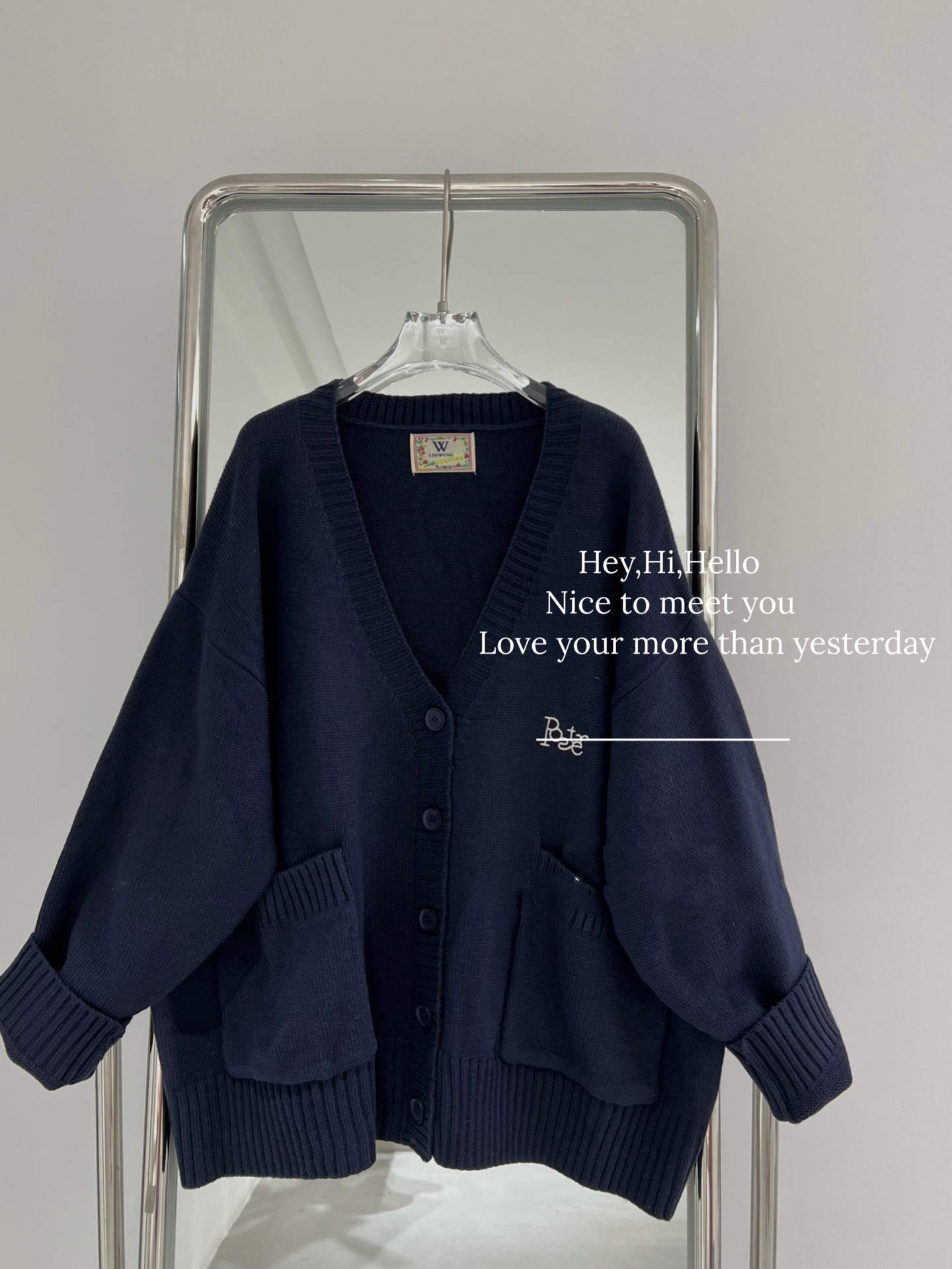 Clothing Large Size Women's Embroidered Knitted Cardigan Sapphire Blue - Shop at LoveMi
