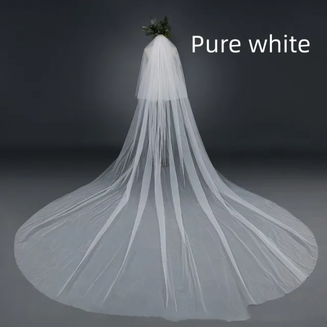 Bridal Wedding Veil Widened Tail Pure White - Shop at LoveMi