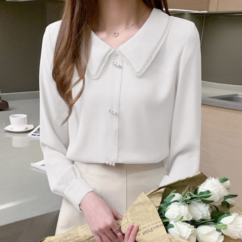 Title 6, Korean Style All-match Long-sleeved Chiffon Shi...