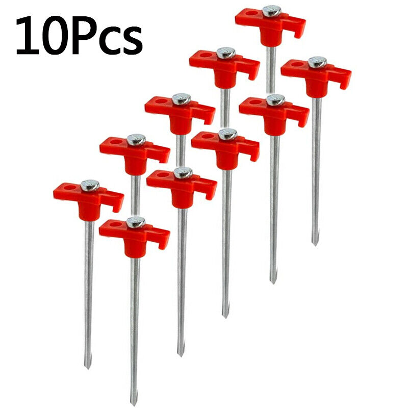 10Pcs Heavy Duty Galvanised Steel Tent Pegs Metal Camping Ground Sheet Anchor HS