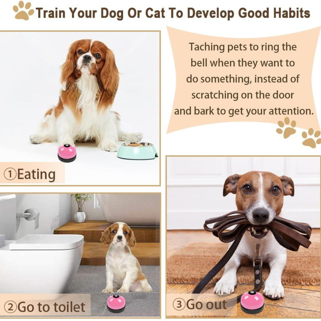 2 Pack Dog Door Bells Dog Doorbell To Go Outside Puppy Train Bell For Dogs To Ring — foto 4
