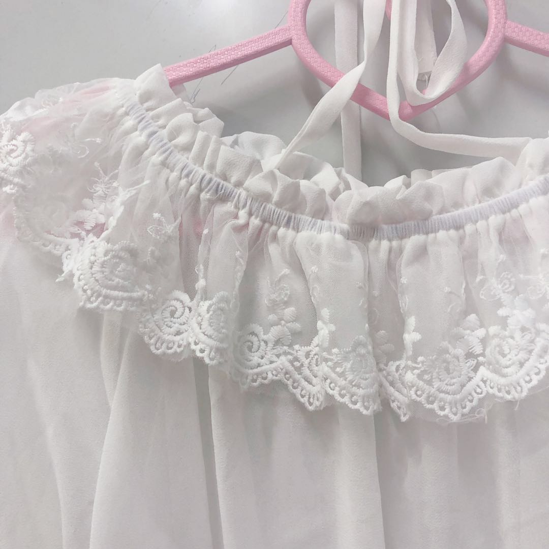 Female Lolita Strawberry Rabbit With Chiffon Top Cute Halter Shirt