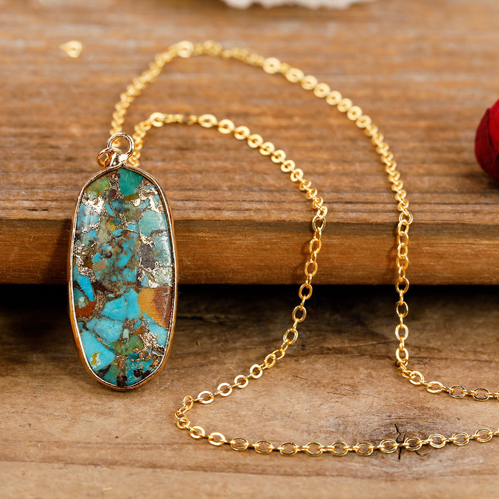 Ladies Natural Gold Chain Drop Bead Pendant