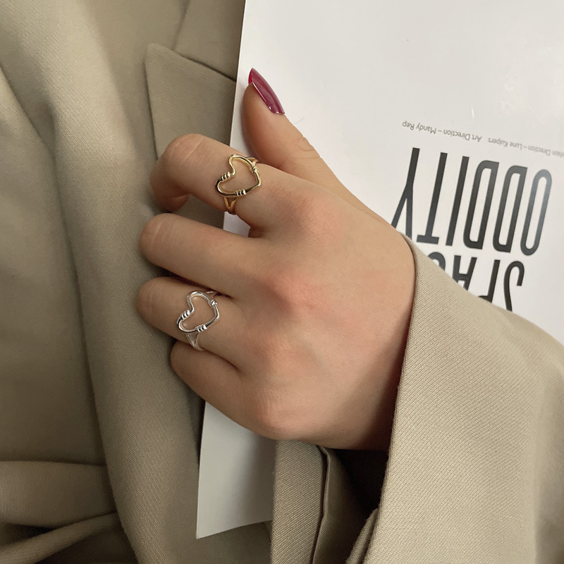Sterling Silver Love Ring Personality Hollow Hong Kong Style