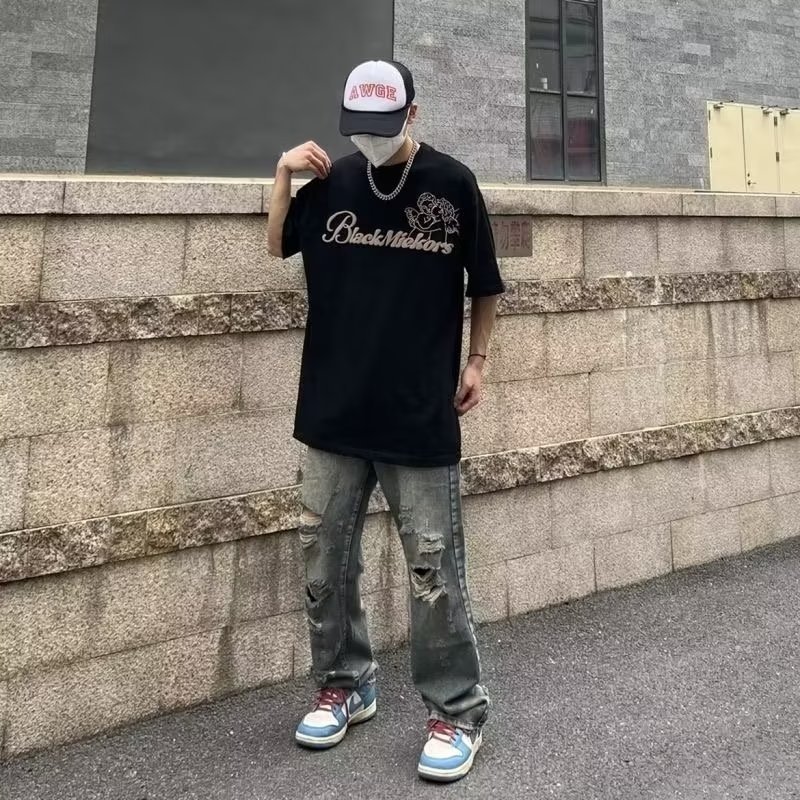 American Retro Washed Make Old Ripped Jeans