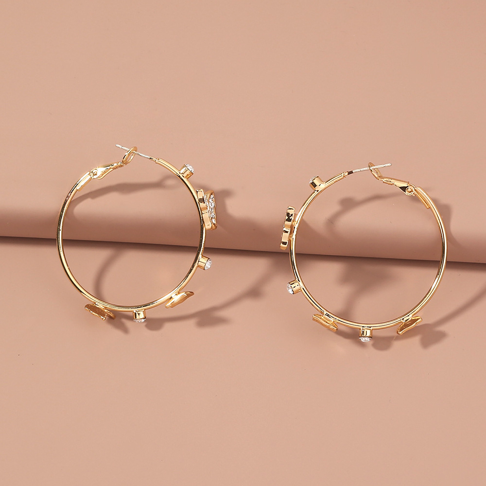 Ring Metal Butterfly Earrings With Diamonds Temperament