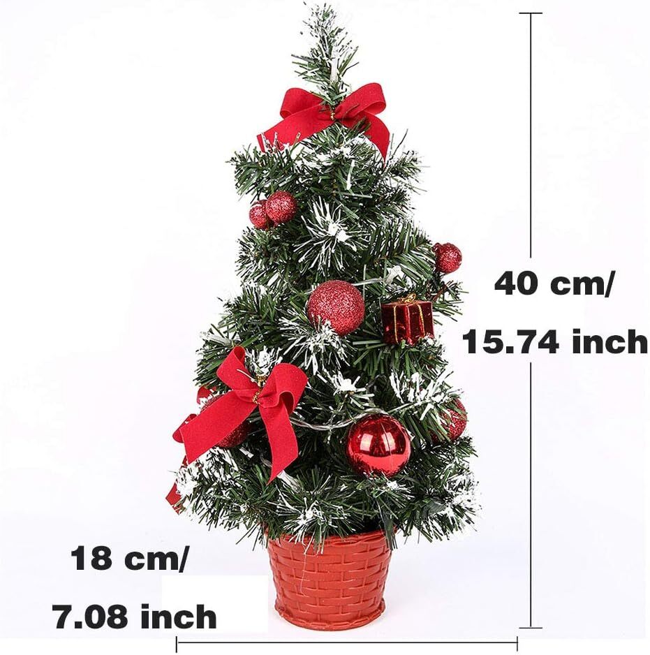 40cm Tabletop Artificial Small Mini Christmas Tree LED Lights Ornament Xmas Gift
