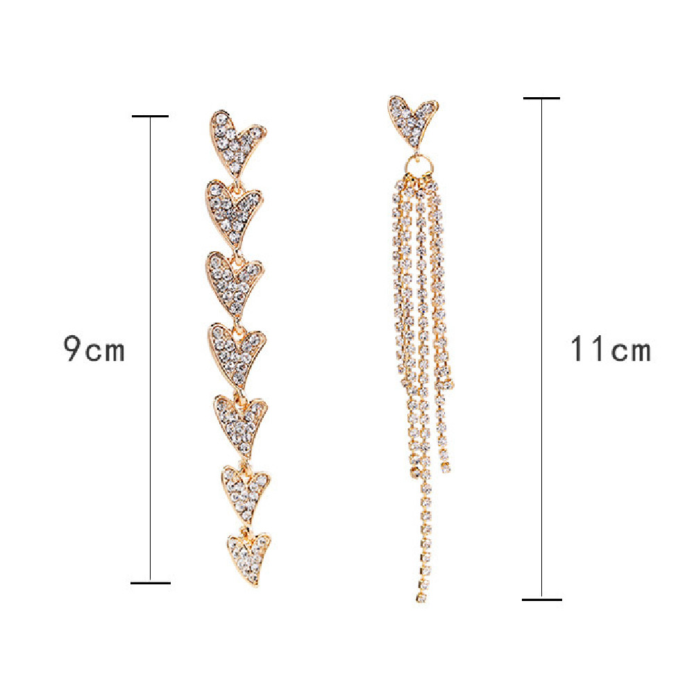 Title 1, Long Diamond Studded Tassel Earrings