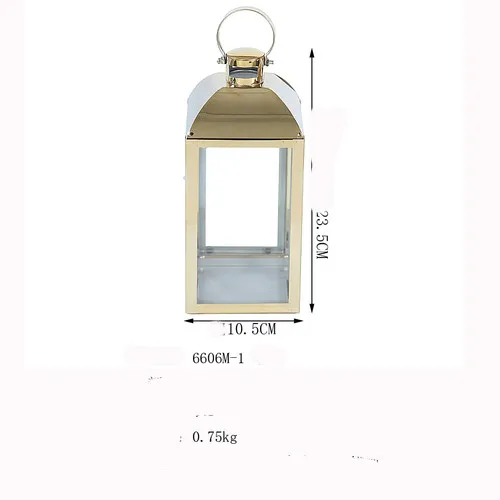 Candlestick Decoration Ornaments Stainless Steel Windproof Lamp Floor Garden Outdoor Lantern 6606M Champagne Gold - Shop at LoveMi