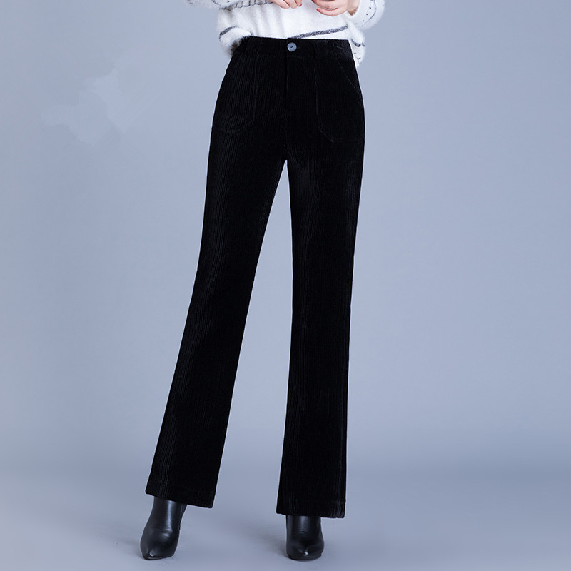 Title 3, Thick Elastic Cigh Waist And Slim Corduroy Flar...