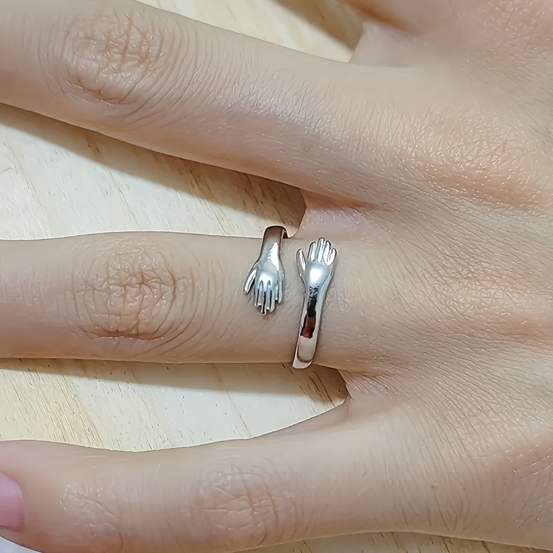 Fashion Personalized Hug Ring Adjustable Open Ring For Women & Men Versatile Jewelry For Daily Wear Special Occasions - Jewelry & Watches