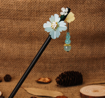 Hair pin with antique fringe Twocolor Lotus - Shop at LoveMi