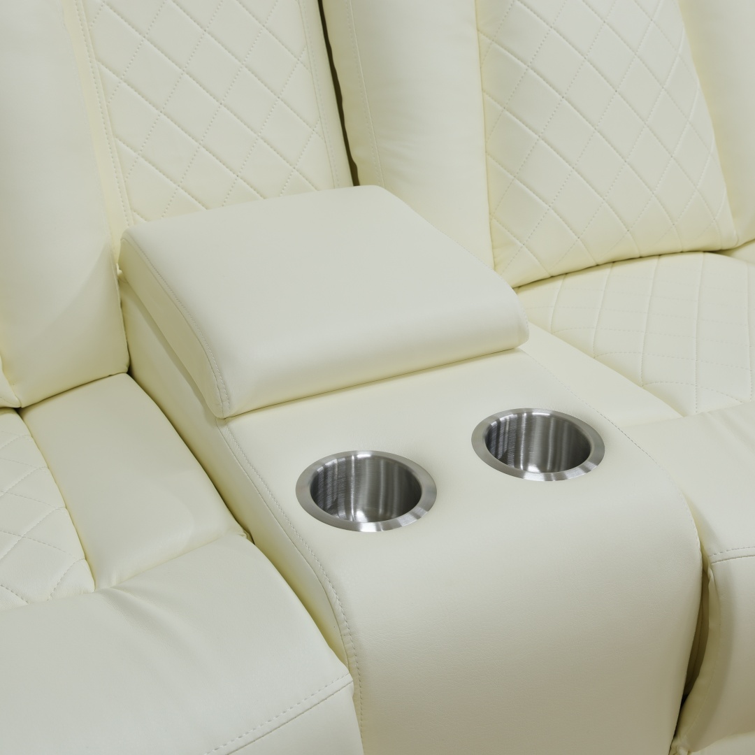 Pickup Only--White Breathing Leather 3-Piece Living Room Recliner Sofa Set