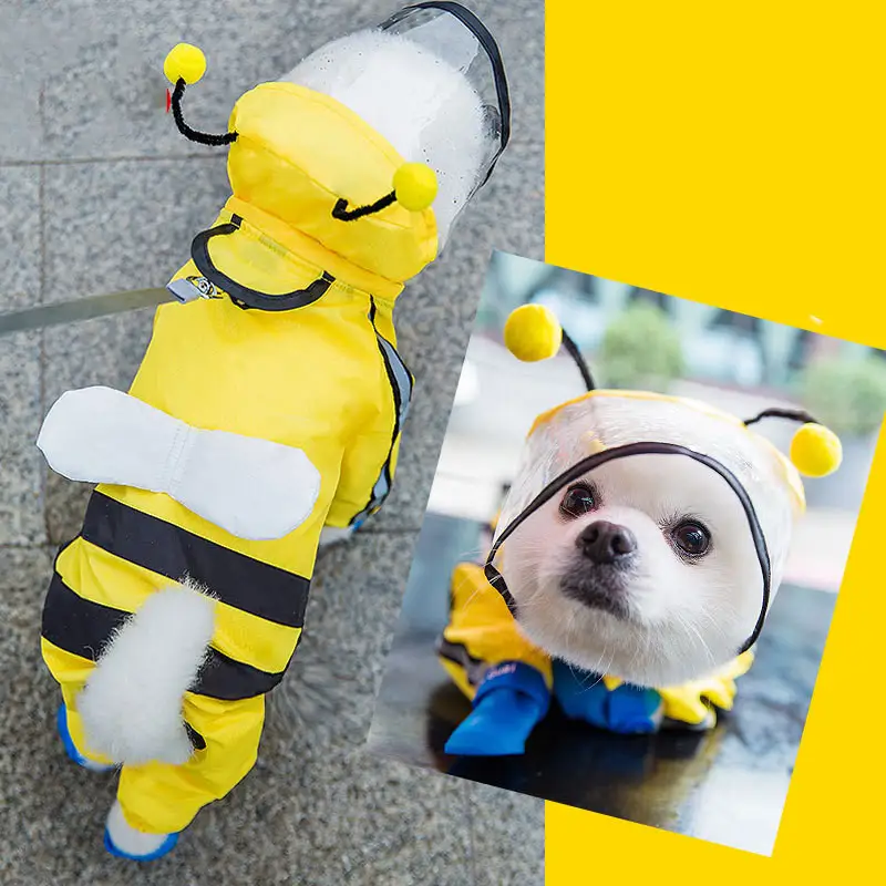 Puppy Dog Raincoat Four-legged Waterproof All-inclusive Teddy Poncho Pet Rainy Clothes