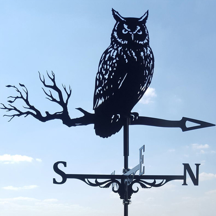 Owl Weather Vane Stainless Steel Spray Paint European Style Wrought Iron Decoration