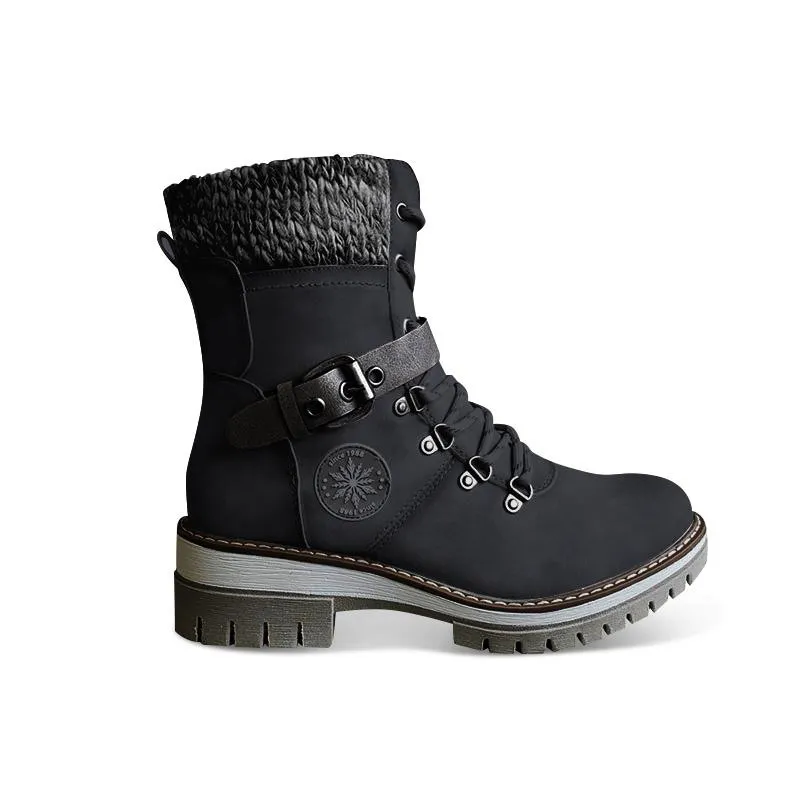 Large Size Mid-to-low Women's Boots Autumn And Winter - Black