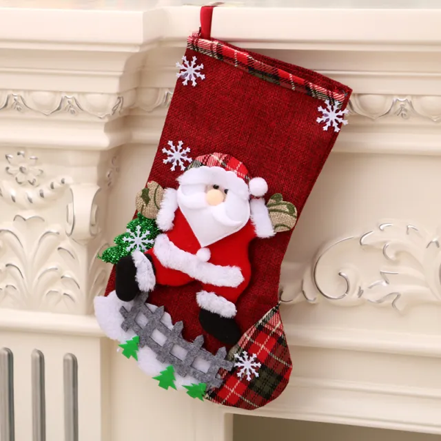 Medium Linen Socks Christmas Decorations Gift Bag Elder A - Shop at LoveMi