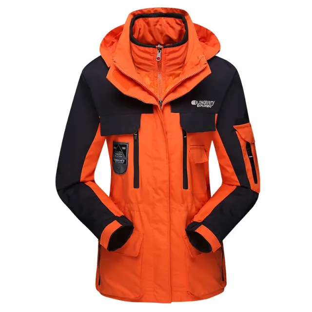 Three In One Jacket With Two Detachable Jackets Orangefemale - Shop at LoveMi