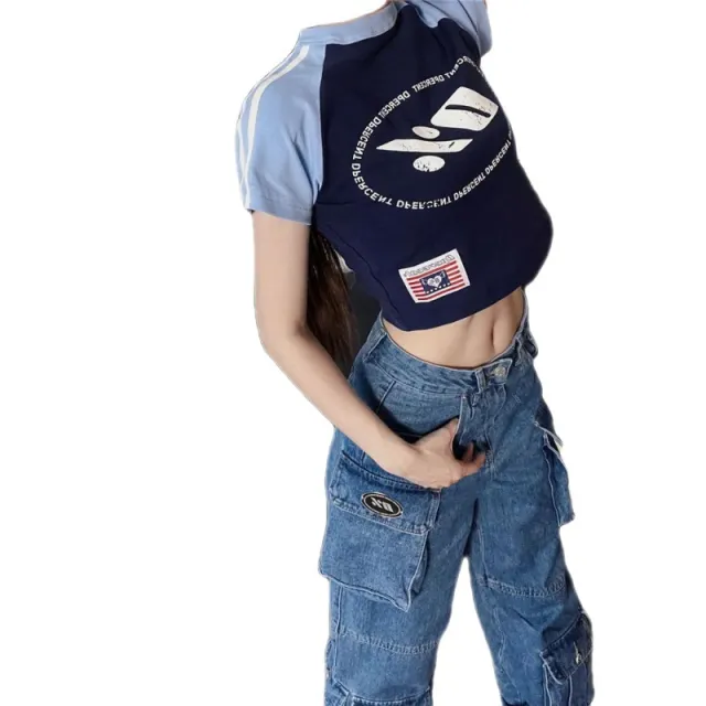 American Retro Multi Pocket Overalls Jeans For Women Blue - Shop at LoveMi