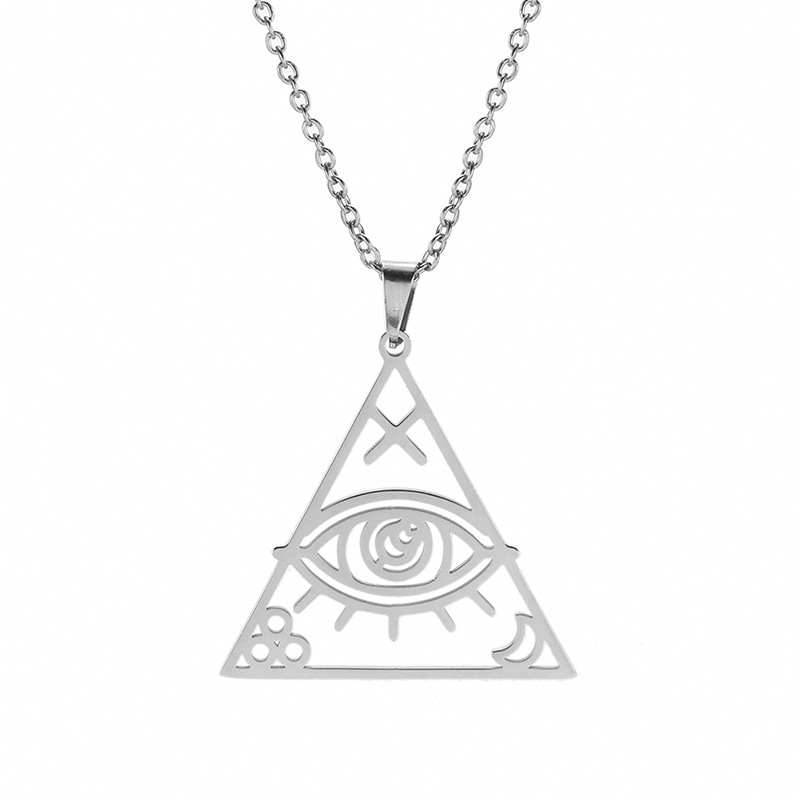 Men's Hip Hop Pyramid Eye Of Horus Triangle Stainless Steel Necklace