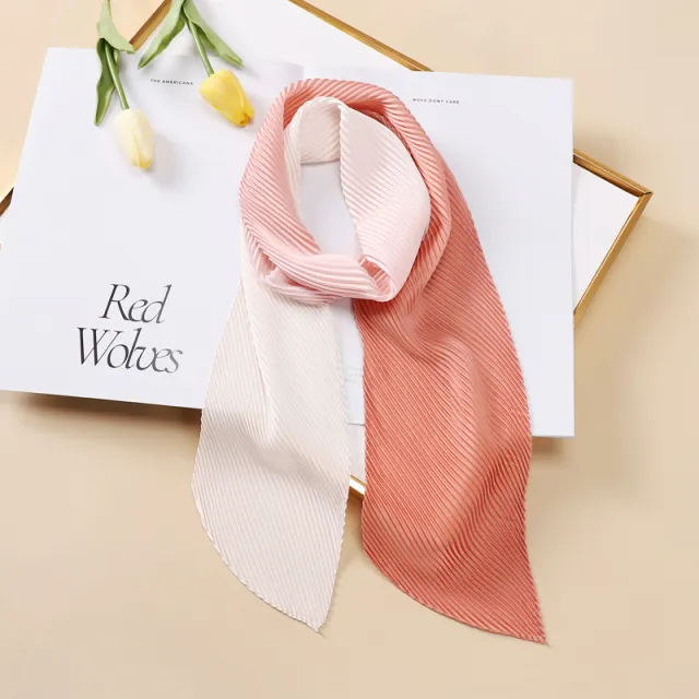 Color Blocking Small Ribbon Scarf Women's Pleated Hair Band Yz105 10X130Cm - Shop at LoveMi