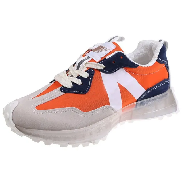 Thick soled Lace up Casual Sneakers For Female Students Orange - Shop at LoveMi