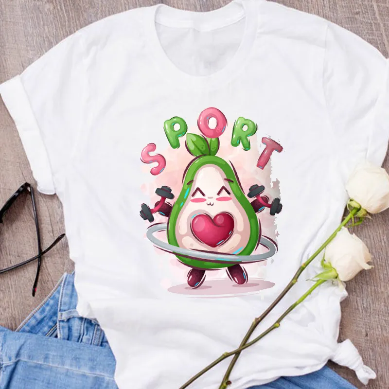 Avocado Creative Fashion Printing Men's And Women's Short-sleeved T-shirt Summer Loose - Shape13
