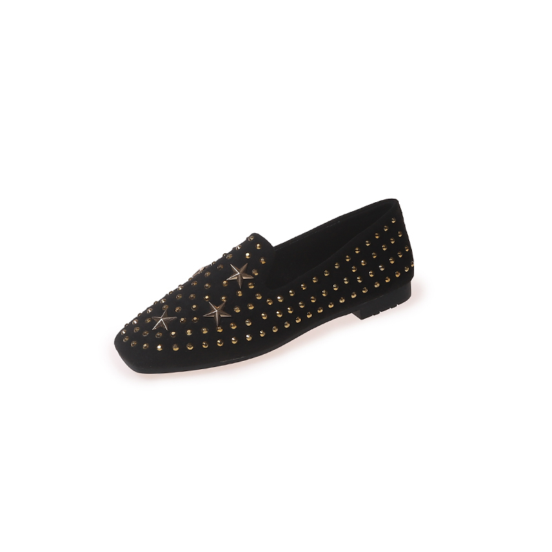 Rhinestone Square Toe Flats