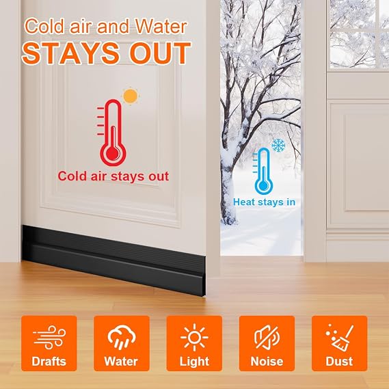 39-Inch Adjustable Door Draft Stopper, Weather Stripping Under Door Sweep For Cold Insulation And Noise Reduction 2