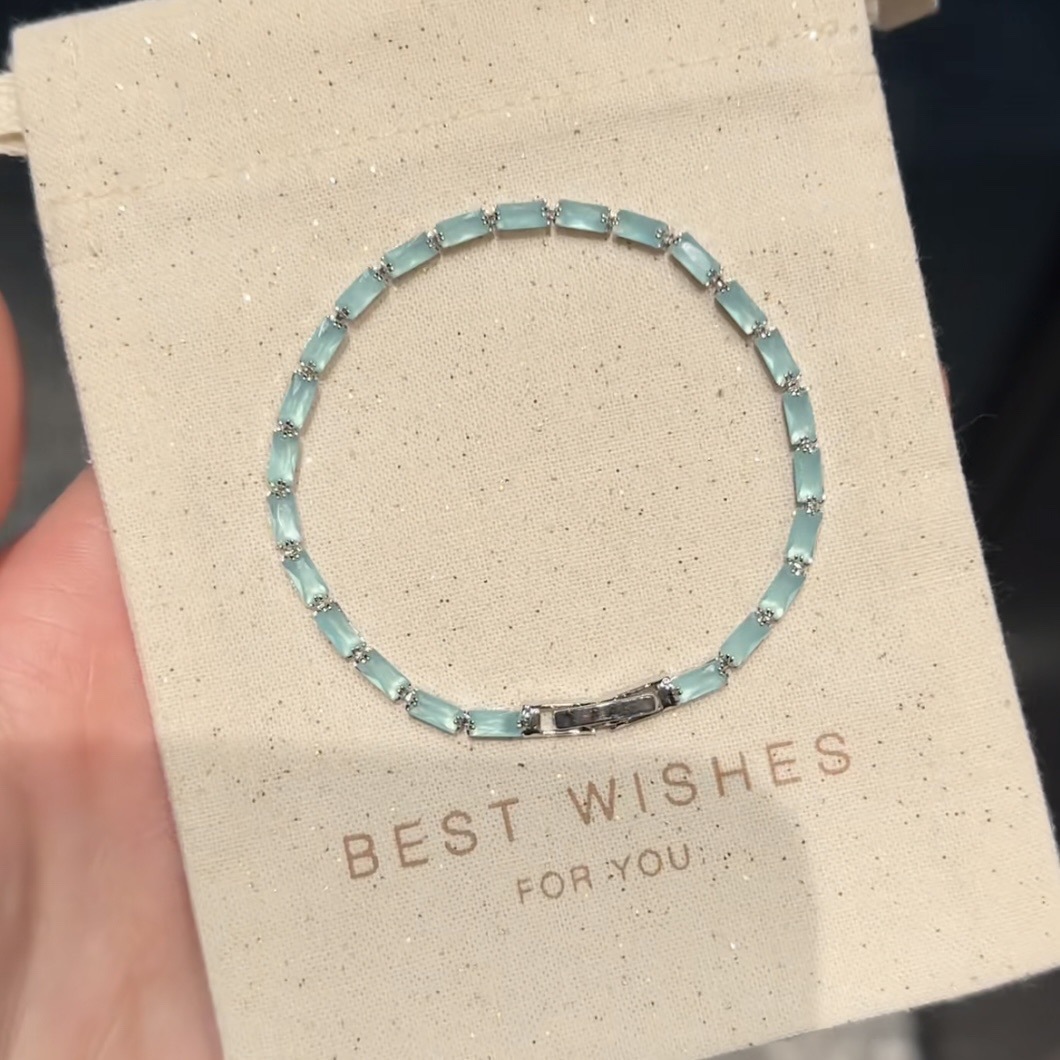 Glacier Blue Zirconia Bracelet Ins Style Korean Dainty Bangle Luxury Premium Wrist Jewelry