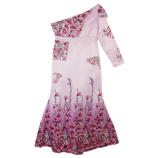 Printed Woven Stitching Fishtail Long Dress