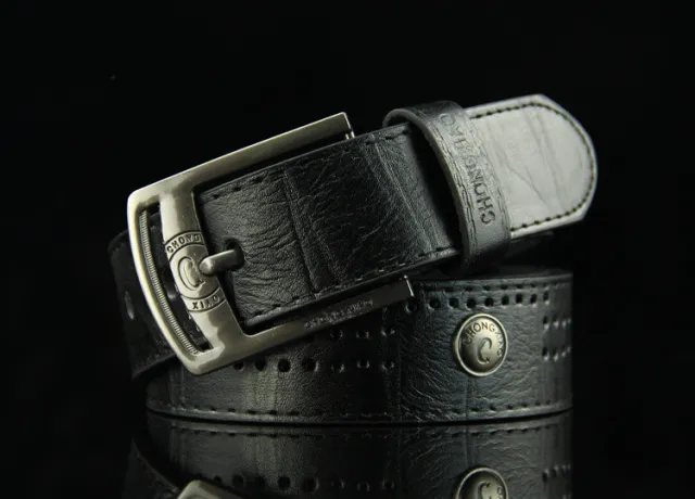 Antique Jeans Strap Rivet Men's Leather Belt Black - Shop at LoveMi