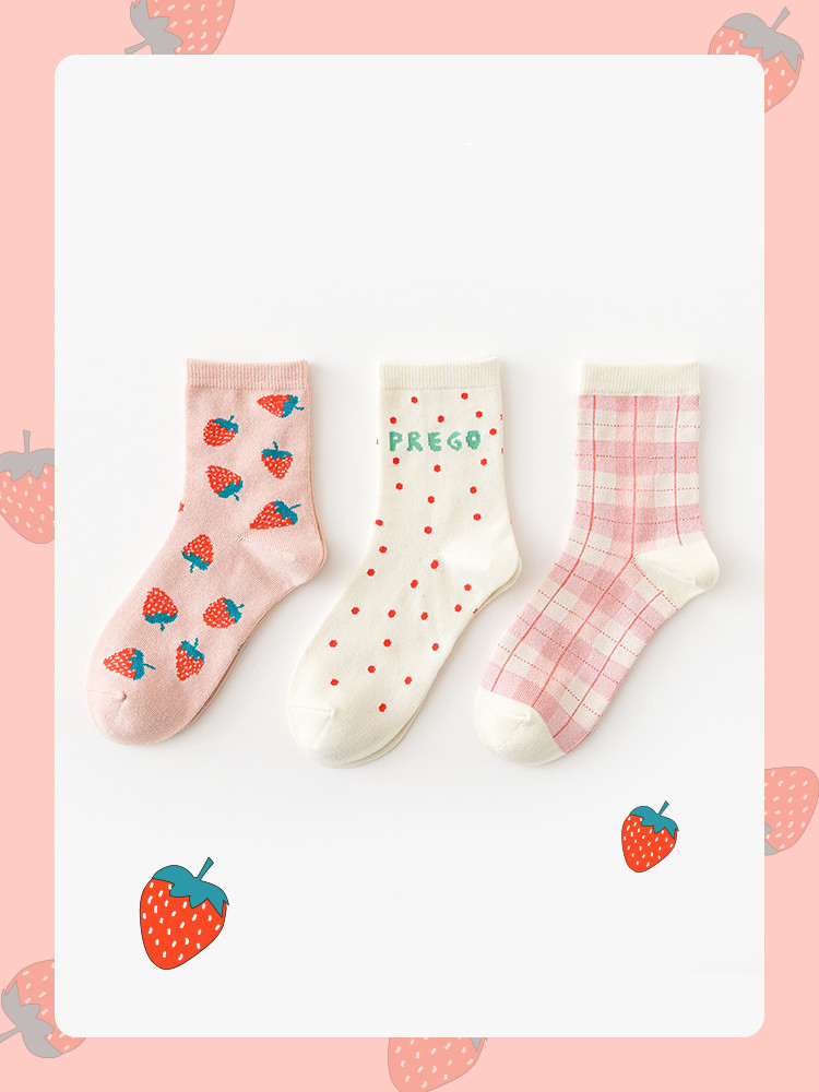 Title 2, Net red personality strawberry cotton socks