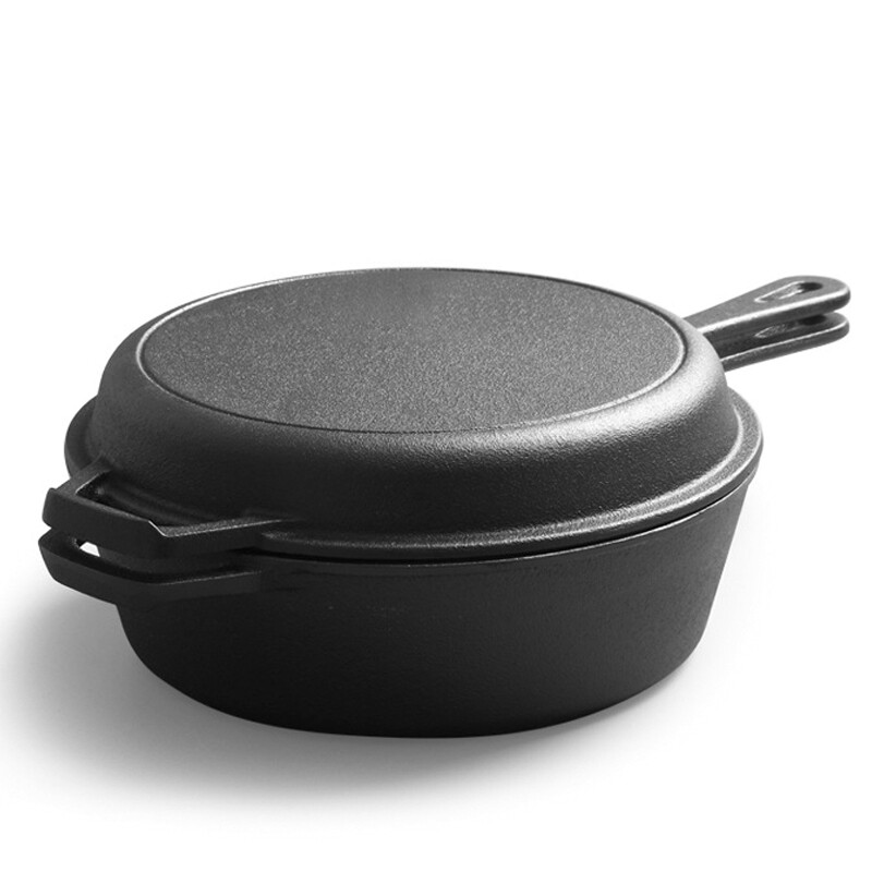 Cast Iron Casserole Dish Pot Pan Cook Camping Stew Dutch Oven StockpotSkillet