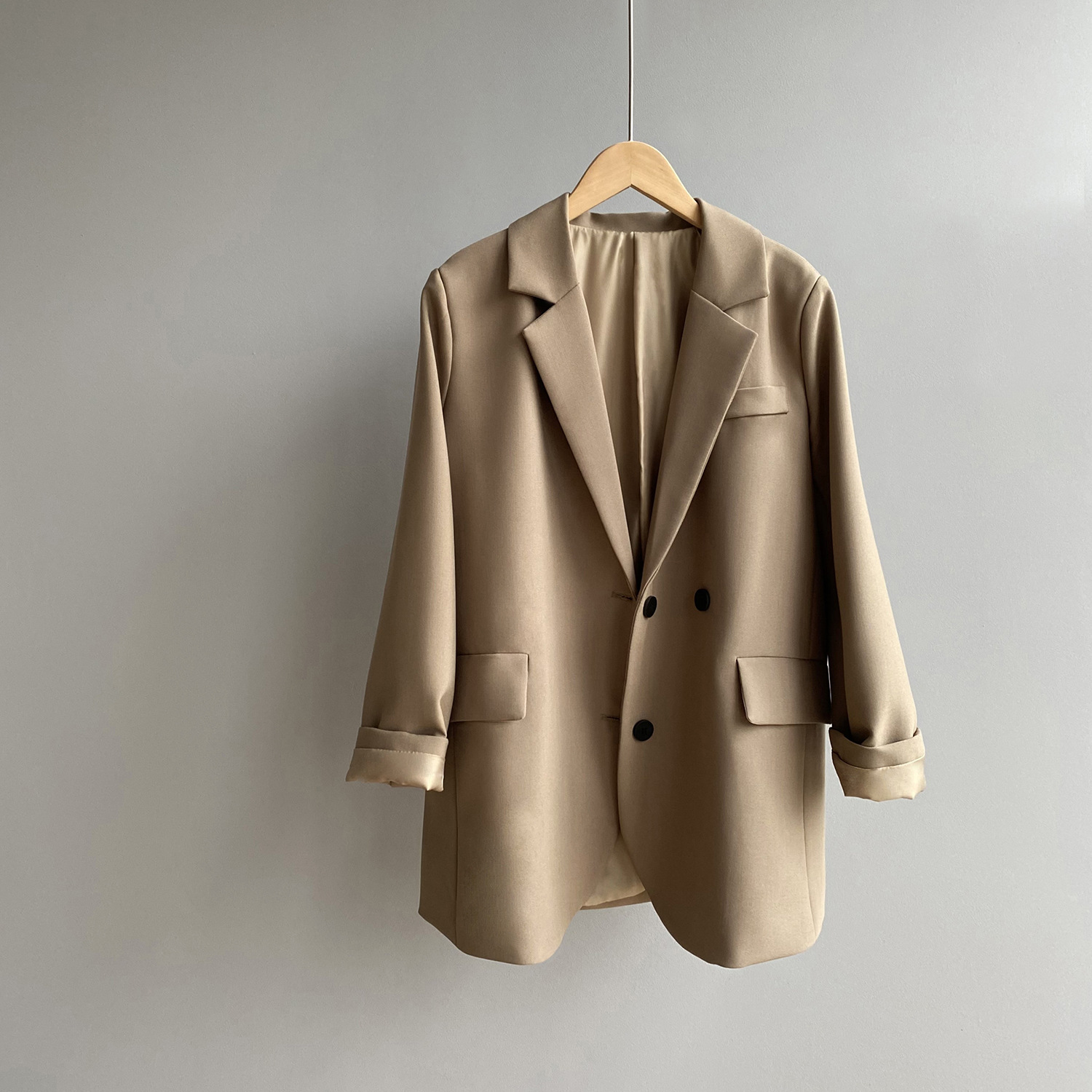 Spring And Autumn Drape Solid Color Loose Profile Coat Suit