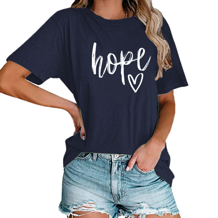 Title 5, Womens HOPE Love Print Loose T-shirt offers ef...