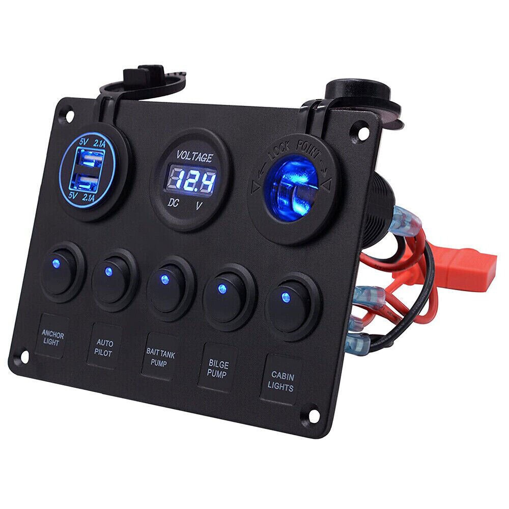 5 Gang 12V 24V LED Light Control Panel For Camper RV Car Boat Waterpoor