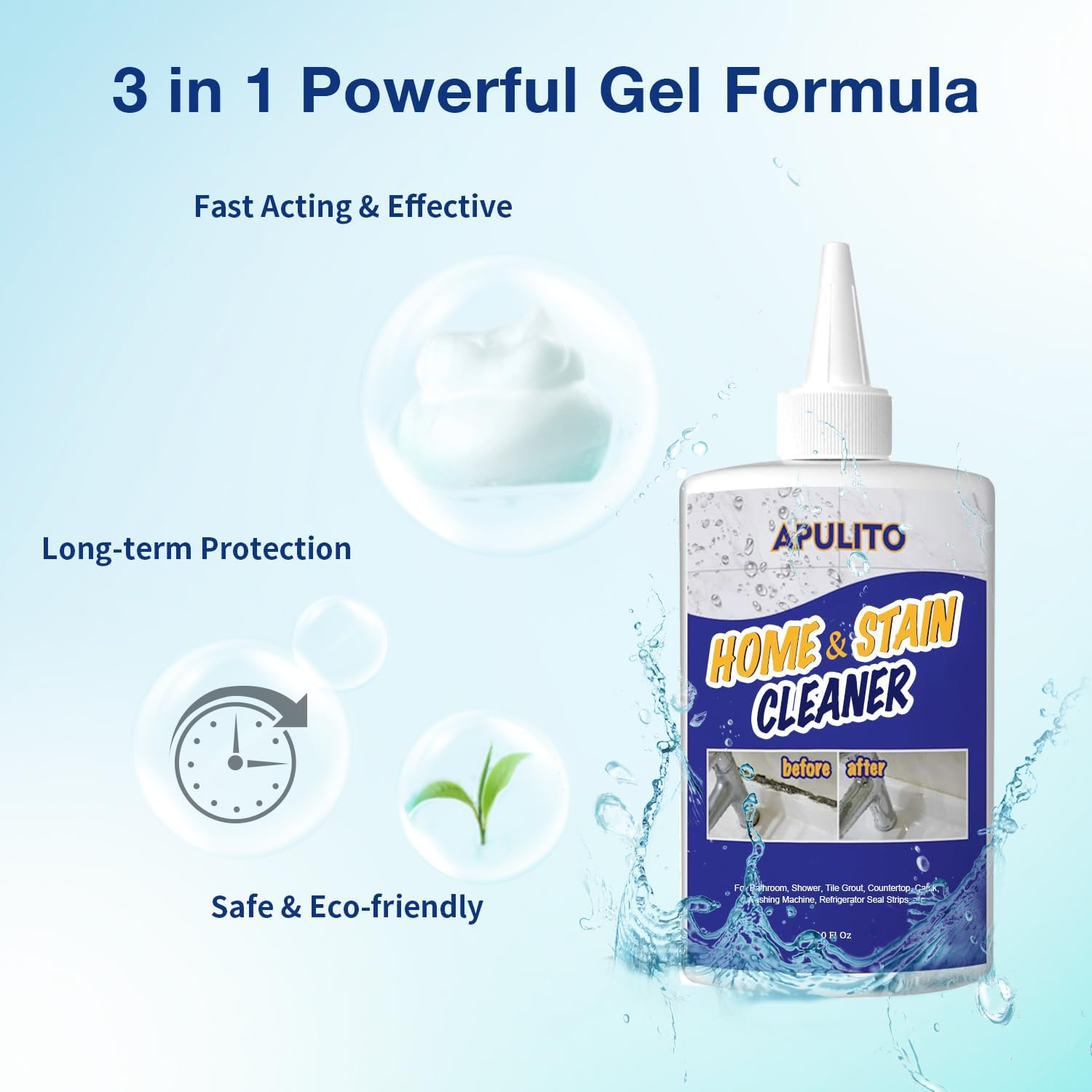 Household Cleaner Gel For Bathroom Shower Kitchen Tile Grout, Sinks Countertops 10 Fl Oz 3