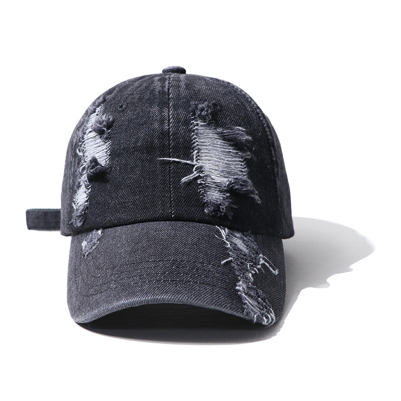 Men's And Women's Hole Denim Casual Duck Tongue Baseball Cap