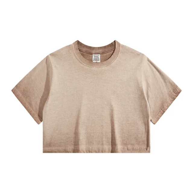 Distressed Colorful Frayed Cropped T shirt Hip hop Brown - Shop at LoveMi
