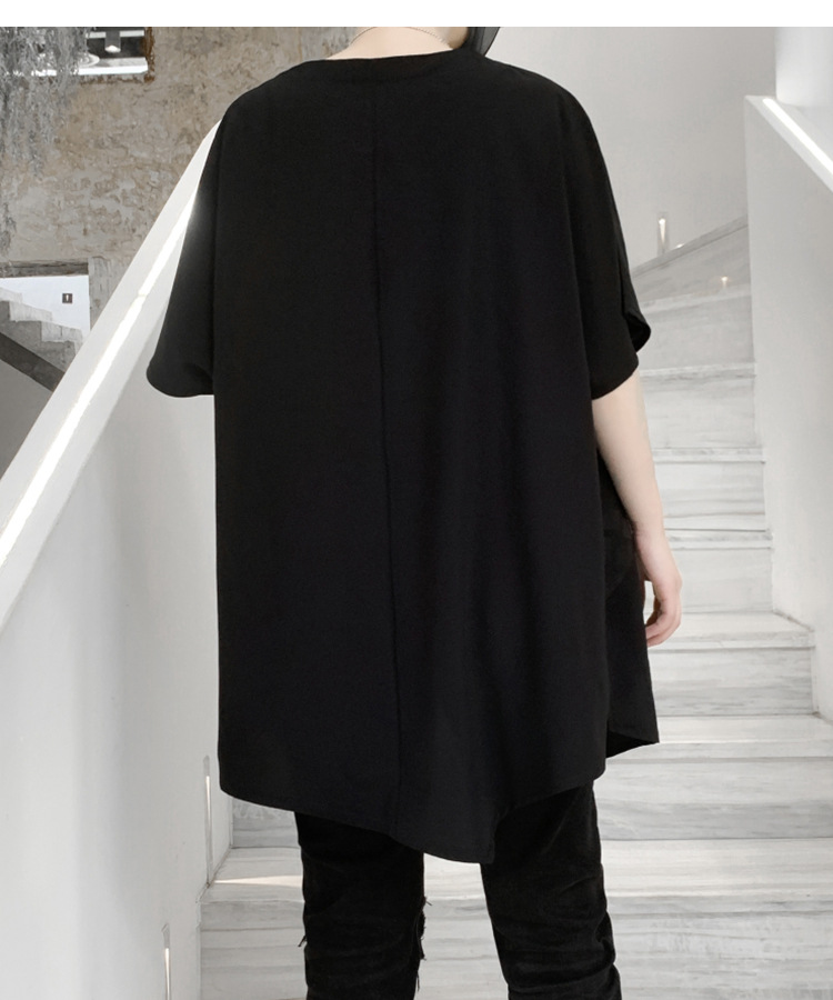 Men's Dark Irregular Hem Short Sleeve T-Shirt