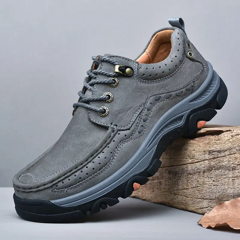 Men's Outdoor Cowhide Thick Bottom Top Layer Cowhide Hiking Shoes