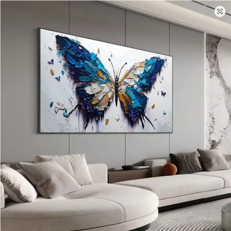 Handmade Oil Painting Canvas Wall Art Decoration Animal Abstract Texture Butterfly For Home Living Room Decor Rolled Frameless Unstretched Painting - Image 8