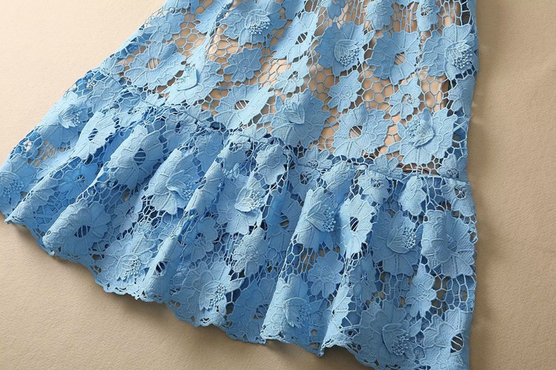 Lake Blue Lace Up High Dress